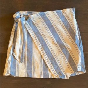 Free People Linen Chambray Striped Skirt Sz 6